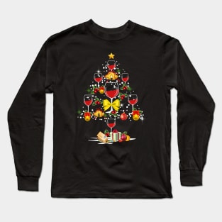 Wine Christmas Tree Long Sleeve T-Shirt